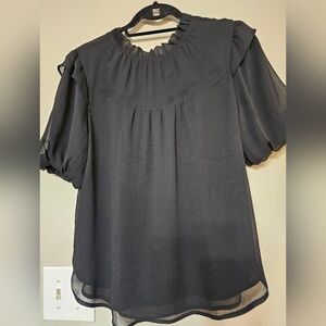 LOFT Black Sheer Blouse